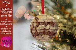 Seasons Greetings - Rustic Wood Slice Christmas Ornament Product Image 1