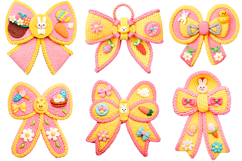 Faux Yarn Crochet Happy Easter PNG Easter Coquette Bow PNG Product Image 1