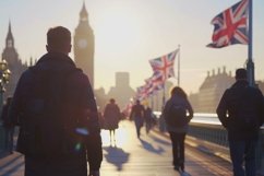 Tourist Walking in London City Background Wallpaper Product Image 1