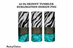 Western Zebra 20oz Skinny Tumbler Design Sublimation PNG Product Image 2