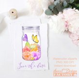 Watercolor floral clipart, butterflies sublimation Product Image 4