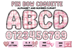 Coquette Bow Patchwork Alphabet PNG Letters &amp; Numbers 300DPI Product Image 1