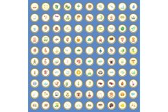 100 tourism icons set cartoon vector Product Image 1