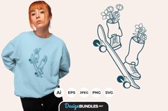 Skateboard with Flowers for T-Shirt Design Product Image 1