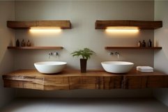Modern bathroom vanity with twin sinks Product Image 1