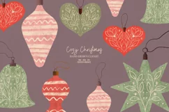 Vintage Christmas clipart | Cozy Holiday clipart ornaments Product Image 1