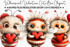 Whimsical Valentine Cute Bee Clipart Product Image 1