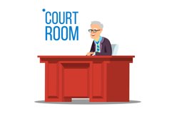 Courtroom Vector. Old Judge In Courtroom. Court House. Product Image 1