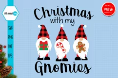 Christmas With My Gnomies Svg, Buffalo Plaid Gnomes Svg Product Image 2