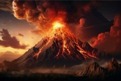 Majestic volcano eruption at sunset Product Image 1