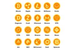 Cryptocurrency types icons set, flat style Product Image 1