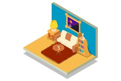 Sitting room concept banner, isometric style Product Image 1