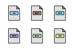 Set Of File Formats Icons Product Image 1