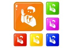 Election candidate oath icons set vector color Product Image 1