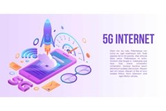 5g internet concept banner, isometric style Product Image 1