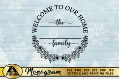 Family Monogram SVG Welcome Home SVG Farmhouse Wreath SVG Product Image 4