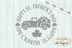 Happy St. Patricks Day Old Truck Shamrocks SVG DXF Cut File Product Image 2