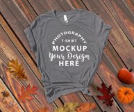 Bella Canvas 3001 Mock-up fall themed, Deep Heather Product Image 2