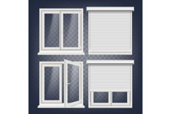 Plastic Window Vector. White Metallic Roller Shutter. PVC Product Image 1