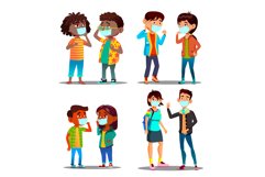 Sad Characters Protected From Smog Set Vector Product Image 1