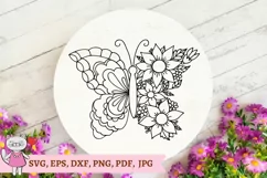 Floral Butterfly svg, Flowers svg, hand drawn Product Image 6