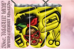 3D Puff Tumbler Wrap 20oz, Cricut Girl PNG, Afro Messy Bun Product Image 1