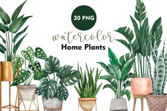 Watercolor Potted Plants Clipart, Greenery Home Decor, PNG Product Image 1