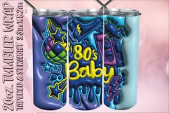 3D Puff Tumbler Wrap 20oz, 80's Baby PNG, 3D Inflate Design Product Image 1