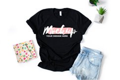 Bella Canvas 3001 Black Flat Lay T-shirt Mockup Product Image 1