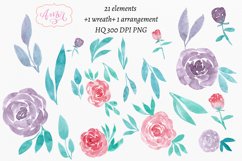 Watercolor roses floral clipart Product Image 2