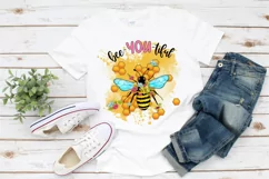 Honey Bee With Flowers Sublimation | Honey Comb PNG Product Image 3