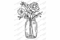 Farmhouse Mason Jar Floral Flowers Bouquet Arrangement SVG Product Image 2