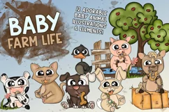 Baby Farm Life Bundle| Baby Animals|12 PNG Illustrations Product Image 1