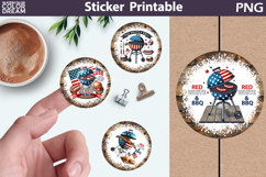 Red White BBQ Sticker | Patriotic Round Sticker Product Image 1