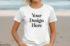 Bella Canvas 3001 Women Tshirt Mockup, Female Model Product Image 3