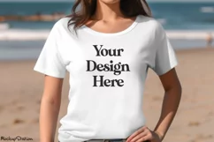 Bella Canvas 3001 Women Tshirt Mockup, Female Model Product Image 4