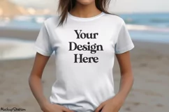 Bella Canvas 3001 Women Tshirt Mockup, Female Model Product Image 5