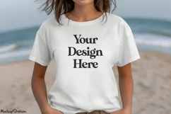 Bella Canvas 3001 Women Tshirt Mockup, Female Model Product Image 6