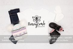 Winter Toddler Girl T-shirt Mockup, White 3001T Bella Canvas Product Image 1