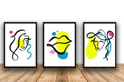 Set of Three Abstract Face Digital Print Frame not included Product Image 1