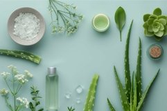Aloe vera and natural skincare products flat lay Product Image 1