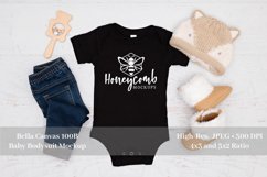 Baby Bodysuit Mockup, Black 100B Mockup, Baby Flat Lay Product Image 1