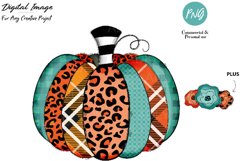 Pumpkin sublimation, pumpkin HTV transfer image with leopard Product Image 1