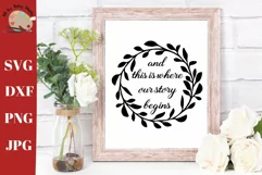 And this is where our story begins svg wedding svg wreath Product Image 1