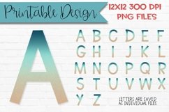 Beachy Ombre Glitter Sublimation Alphabets Printable Designs Product Image 1