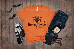 Burnt Orange 3001 Bella Canvas Mockup | Halloween Mockup Product Image 1