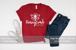 Canvas Red Bella Canvas 3001 Mockup | Flat Lay Shirt Mockup Product Image 1