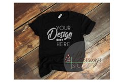 Black TShirt Bella Canvas 3001 Unisex Shirt Mockup Flat Lay Product Image 1