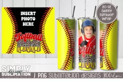Photo Frame Softball Mom 20 oz Tumbler Wrap | Png Product Image 1