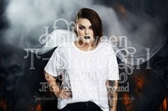 Halloween T-Shirt Mockup Women, White T-Shirt Mockup, d49 Product Image 1